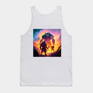 Valheim Vikings Fighting off a Troll Tank Top